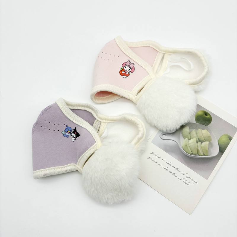 Παιδική μάσκα με αγκράφα για το αυτί τον χειμώνα – προστασία από σκόνη, νάιλον, ραφή, μονοχρωματικό σχέδιο, πλένεται, για παιδιά 3–12 ετών, φθινοπωρινός/χειμερινός