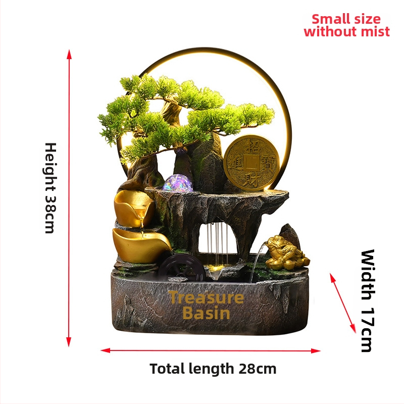 Galda dekor ar auglības ragu un cirkulējošu ūdeni, sveķu materiāls, jauns ķīniešu stils, pielāgojams