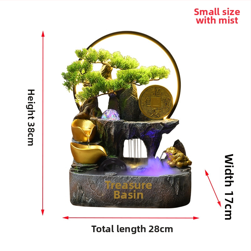 Galda dekor ar auglības ragu un cirkulējošu ūdeni, sveķu materiāls, jauns ķīniešu stils, pielāgojams