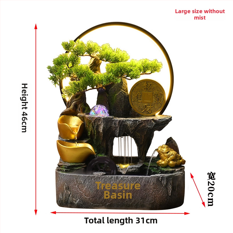 Galda dekor ar auglības ragu un cirkulējošu ūdeni, sveķu materiāls, jauns ķīniešu stils, pielāgojams