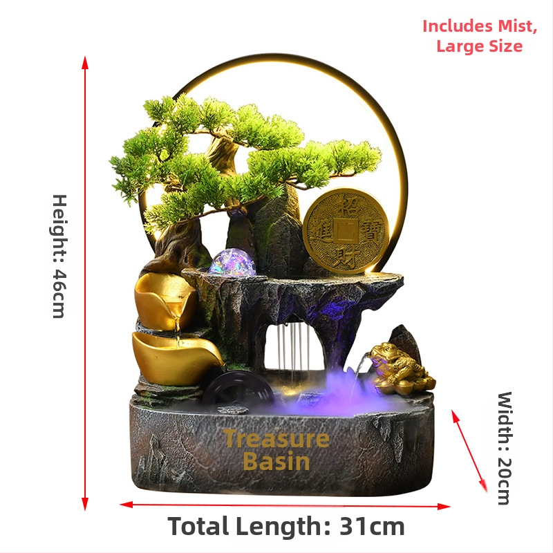 Galda dekor ar auglības ragu un cirkulējošu ūdeni, sveķu materiāls, jauns ķīniešu stils, pielāgojams