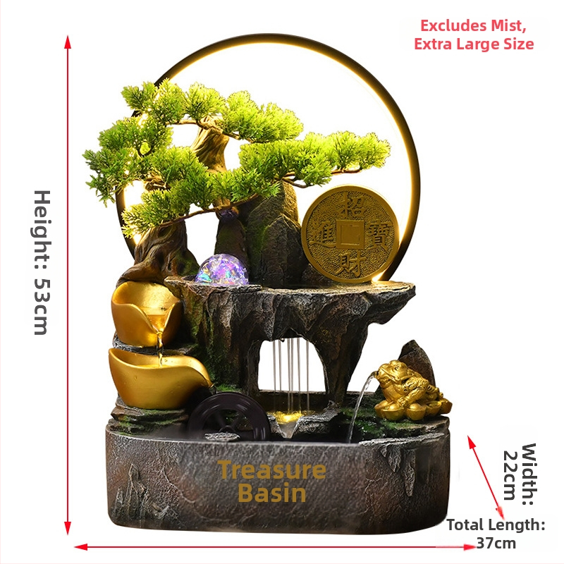 Galda dekor ar auglības ragu un cirkulējošu ūdeni, sveķu materiāls, jauns ķīniešu stils, pielāgojams