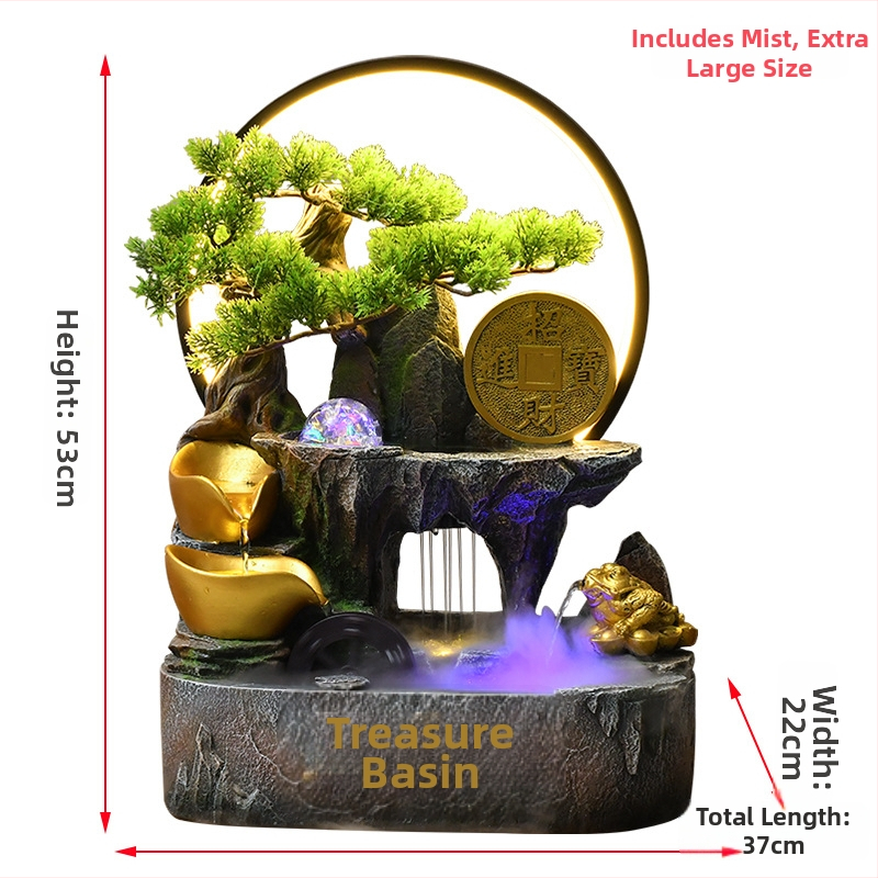 Galda dekor ar auglības ragu un cirkulējošu ūdeni, sveķu materiāls, jauns ķīniešu stils, pielāgojams