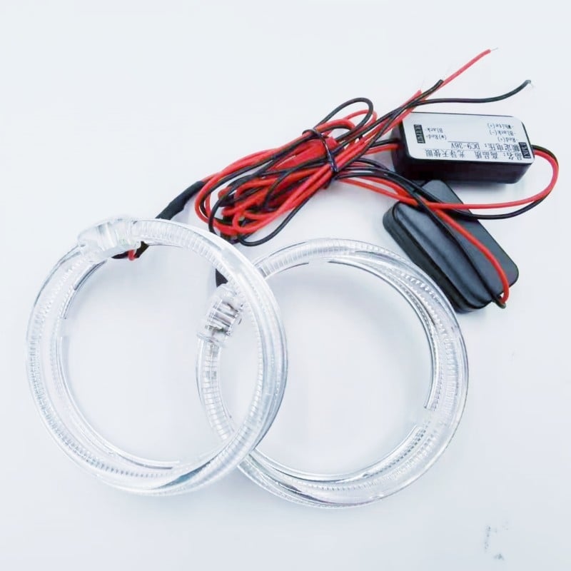 LED фарове с ангелски очи, 2 реда външно задвижване, 12V, 35W, 3000 lm, 30000 h