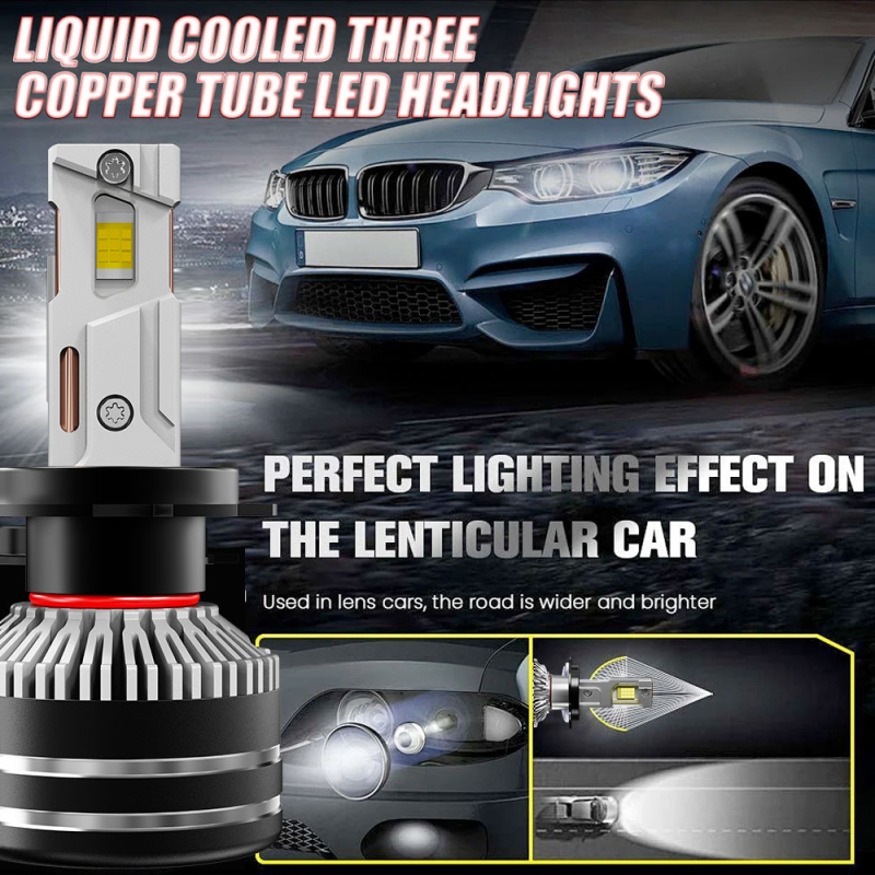 LED фарове за автомобил и фар за мъгла, X20 двойна медна тръба, 65W, 12V, 6000LM, IP68