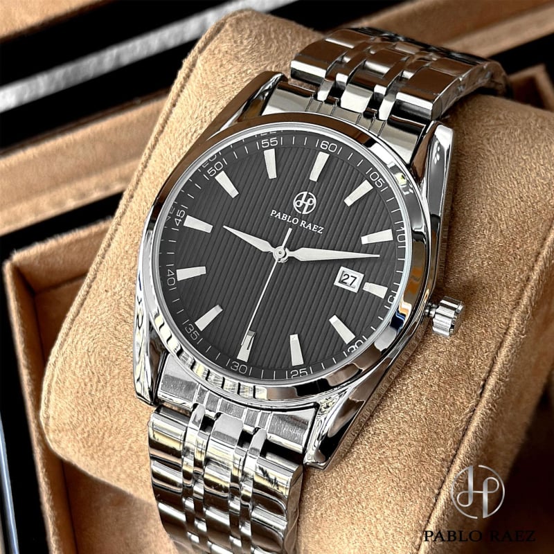 Pablo Raez muški kvarcni sat, kućište i remen od nehrđajućeg čelika, kalendar, vodootpornost 30M, prilagodljiv