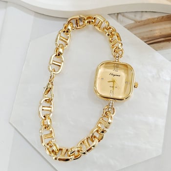 Ženski kvarcni sat s kvadratnim cifrom, narukvica od legure, dijamantni ukras i svjetsko vrijeme