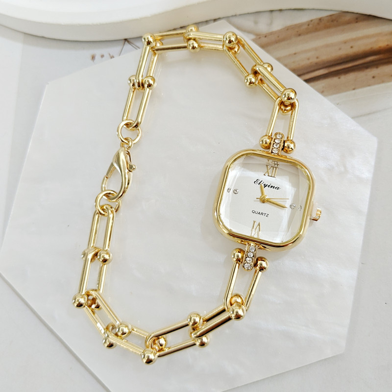 Ženski kvarcni sat s kvadratnim cifrom, narukvica od legure, dijamantni ukras i svjetsko vrijeme