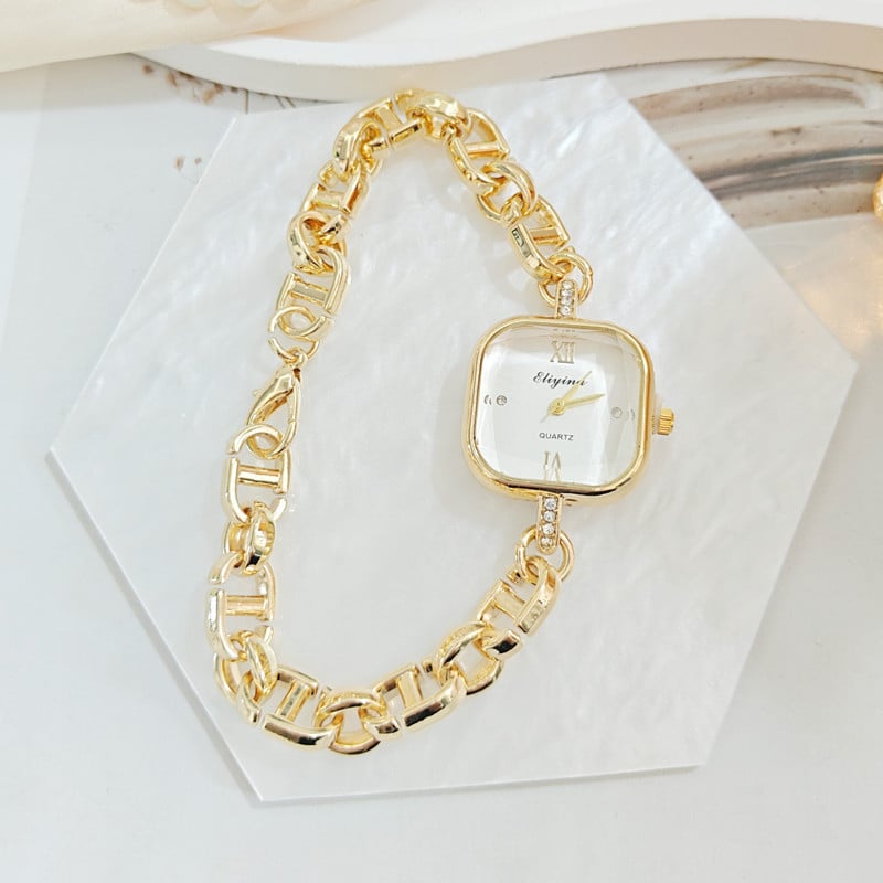 Ženski kvarcni sat s kvadratnim cifrom, narukvica od legure, dijamantni ukras i svjetsko vrijeme