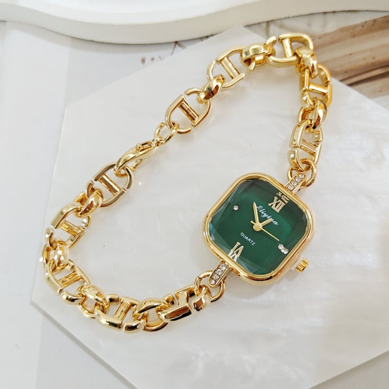 Ženski kvarcni sat s kvadratnim cifrom, narukvica od legure, dijamantni ukras i svjetsko vrijeme