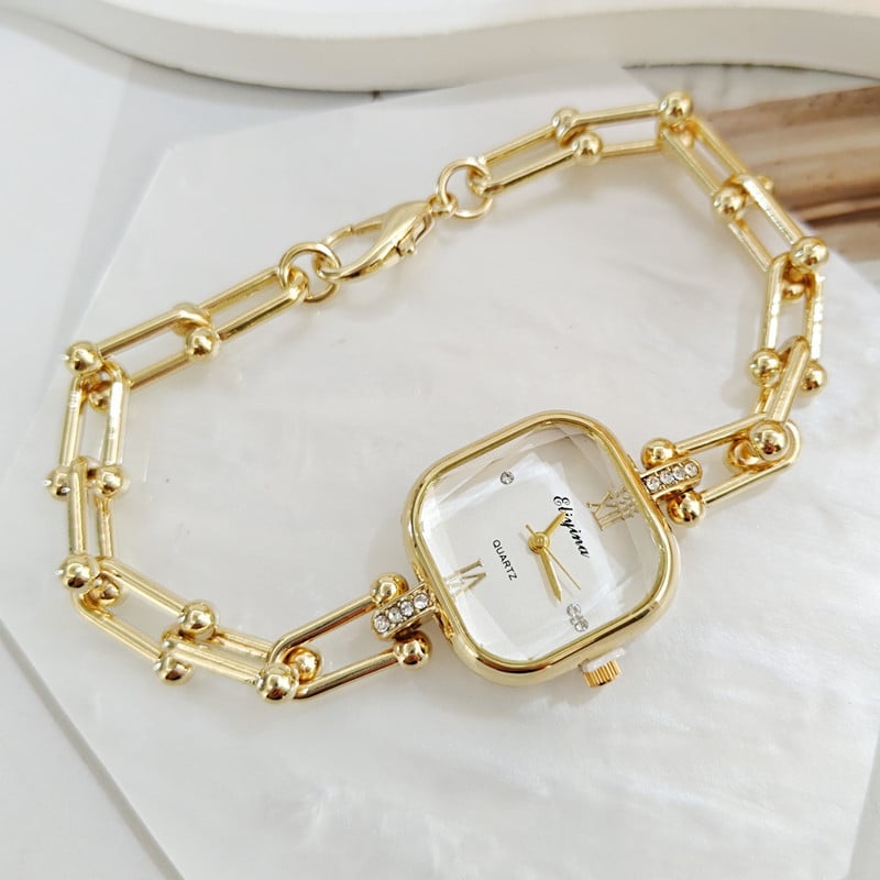 Ženski kvarcni sat s kvadratnim cifrom, narukvica od legure, dijamantni ukras i svjetsko vrijeme