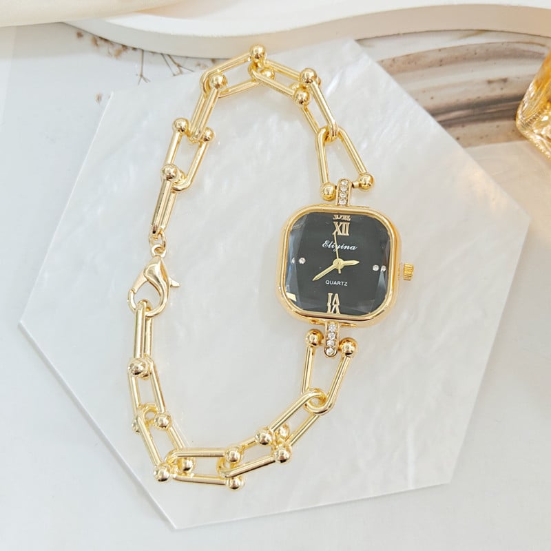 Ženski kvarcni sat s kvadratnim cifrom, narukvica od legure, dijamantni ukras i svjetsko vrijeme