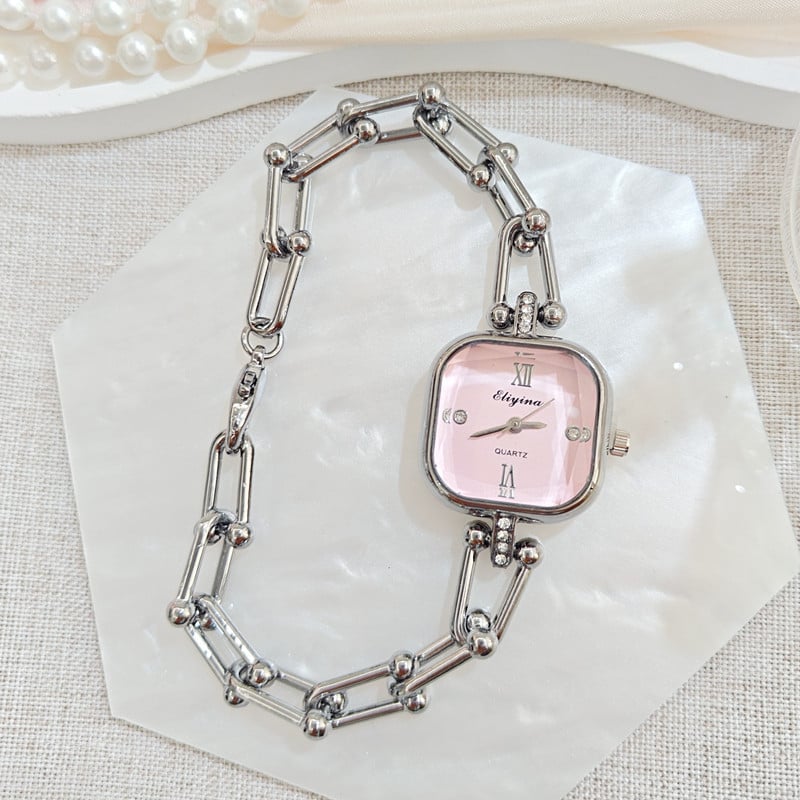 Ženski kvarcni sat s kvadratnim cifrom, narukvica od legure, dijamantni ukras i svjetsko vrijeme