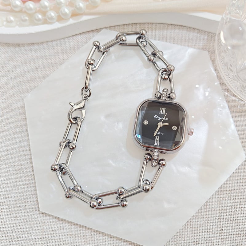 Ženski kvarcni sat s kvadratnim cifrom, narukvica od legure, dijamantni ukras i svjetsko vrijeme