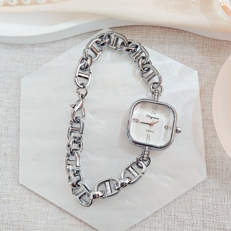 Ženski kvarcni sat s kvadratnim cifrom, narukvica od legure, dijamantni ukras i svjetsko vrijeme