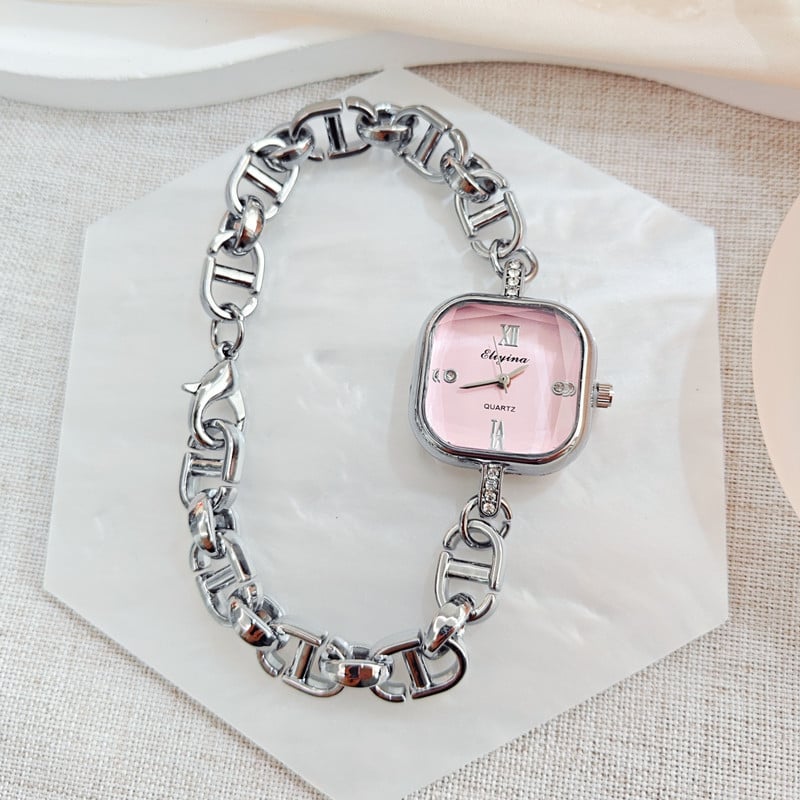 Ženski kvarcni sat s kvadratnim cifrom, narukvica od legure, dijamantni ukras i svjetsko vrijeme