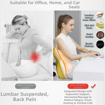 Elektriska masāžas spilventiņš birojā ar apkuri un jostasvietas atbalstu, daudzfunkcionāls jostas spilventiņš ar atmiņas putu pildījumu, Drikong materiāls