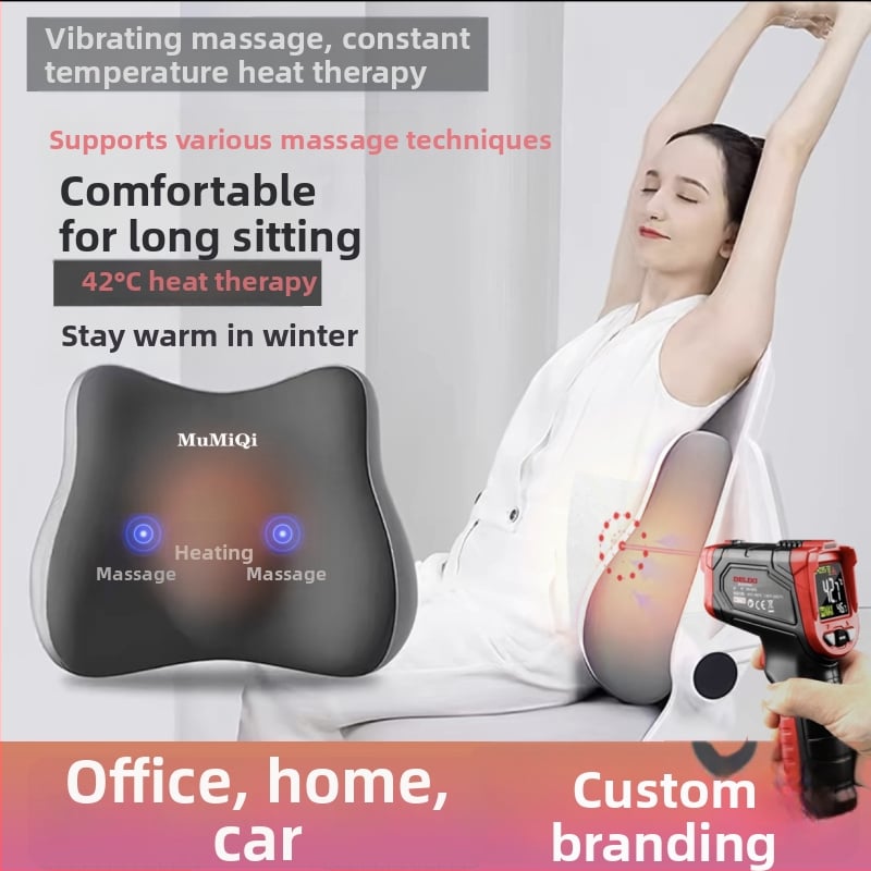 Elektriska masāžas spilventiņš birojā ar apkuri un jostasvietas atbalstu, daudzfunkcionāls jostas spilventiņš ar atmiņas putu pildījumu, Drikong materiāls