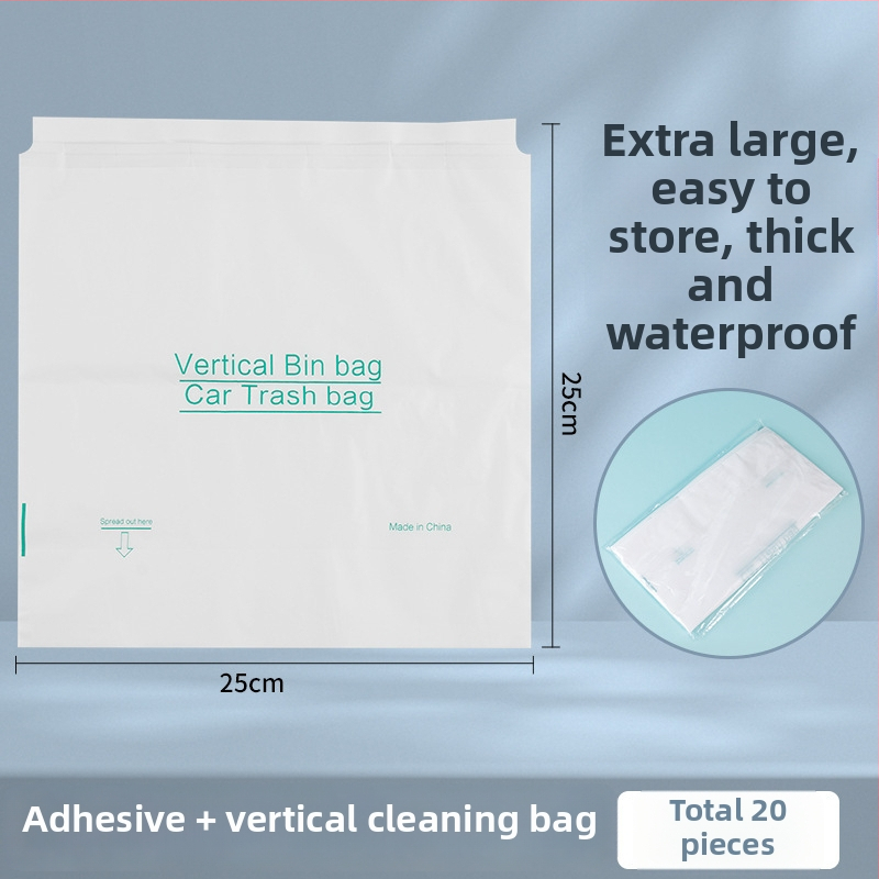 HDPE auto atkritumu maisiņš ar līmēšanas stiprinājumu — kompakts auto atkritumu maisiņš, privātais zīmols