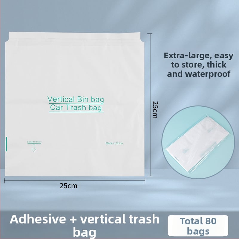 HDPE auto atkritumu maisiņš ar līmēšanas stiprinājumu — kompakts auto atkritumu maisiņš, privātais zīmols