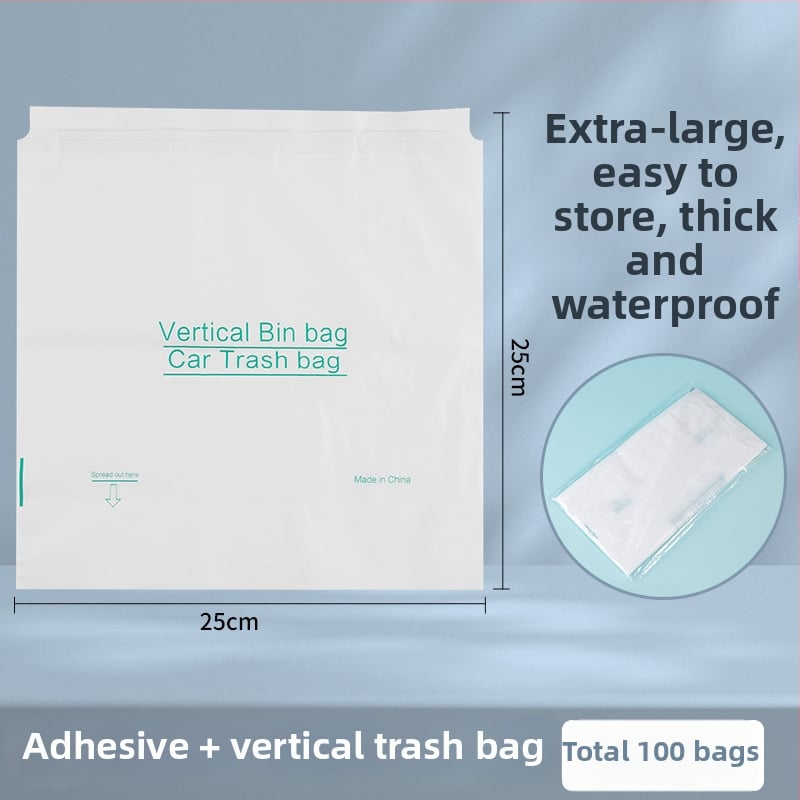 HDPE auto atkritumu maisiņš ar līmēšanas stiprinājumu — kompakts auto atkritumu maisiņš, privātais zīmols