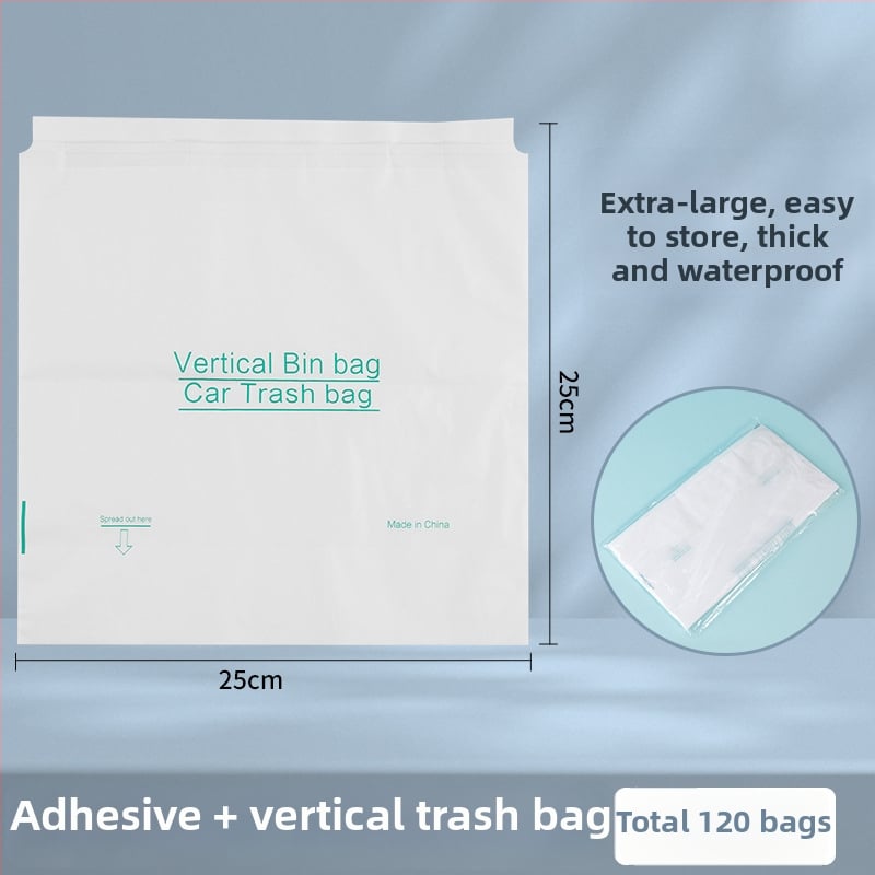 HDPE auto atkritumu maisiņš ar līmēšanas stiprinājumu — kompakts auto atkritumu maisiņš, privātais zīmols