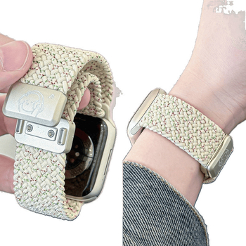 iWatch лента с преплетен дизайн и магнитно закрепване, дишаща гривна, Shell материал, бизнес стил