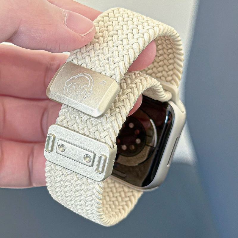 iWatch лента с преплетен дизайн и магнитно закрепване, дишаща гривна, Shell материал, бизнес стил