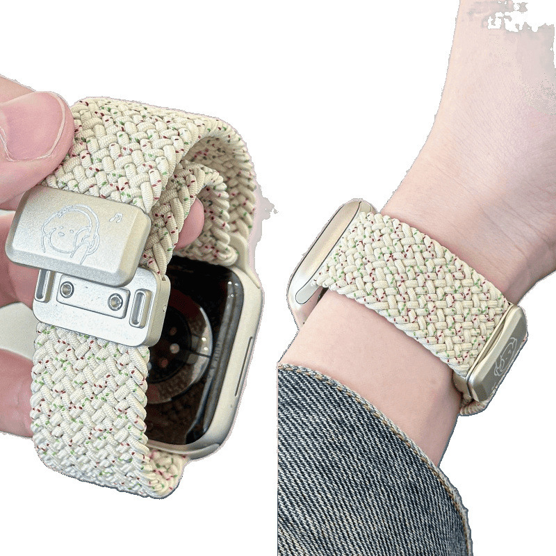 iWatch лента с преплетен дизайн и магнитно закрепване, дишаща гривна, Shell материал, бизнес стил