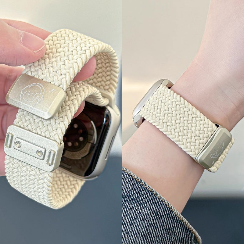iWatch лента с преплетен дизайн и магнитно закрепване, дишаща гривна, Shell материал, бизнес стил
