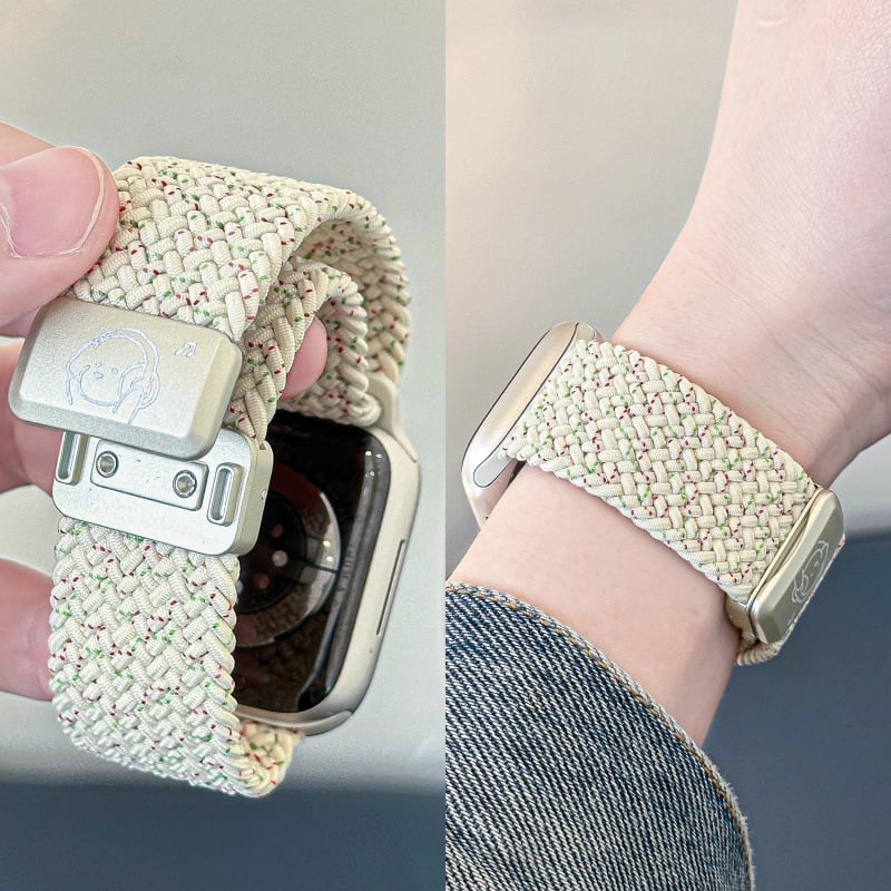 iWatch лента с преплетен дизайн и магнитно закрепване, дишаща гривна, Shell материал, бизнес стил