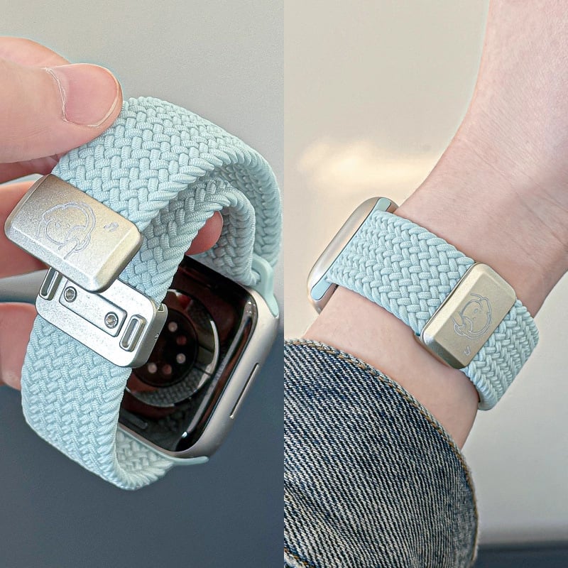 iWatch лента с преплетен дизайн и магнитно закрепване, дишаща гривна, Shell материал, бизнес стил