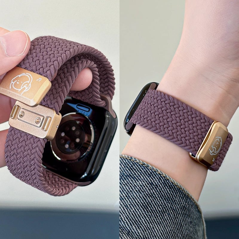 iWatch лента с преплетен дизайн и магнитно закрепване, дишаща гривна, Shell материал, бизнес стил