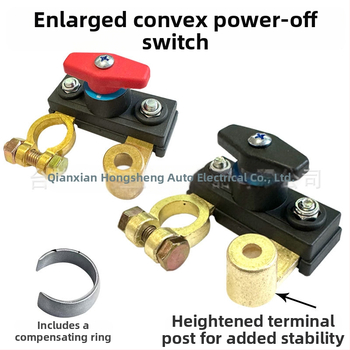 Automašīnas akumulatora pozitīvā pola pagarinājuma kabelis ar augstas strāvas galveno naža tipa slēdzi, 125 mm