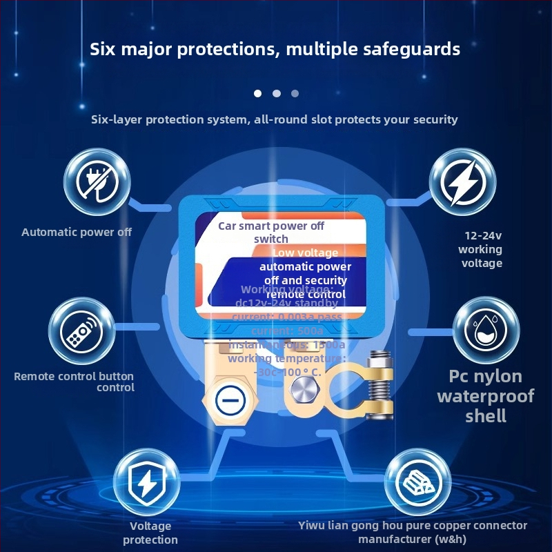 Automobiļu gudrais barošanas atslēdzis 12–24V, universāla automašīnu lietošana, attālinātais relejs ar 50 m darbības rādiusu, augstas veiktspējas, vara kontakti