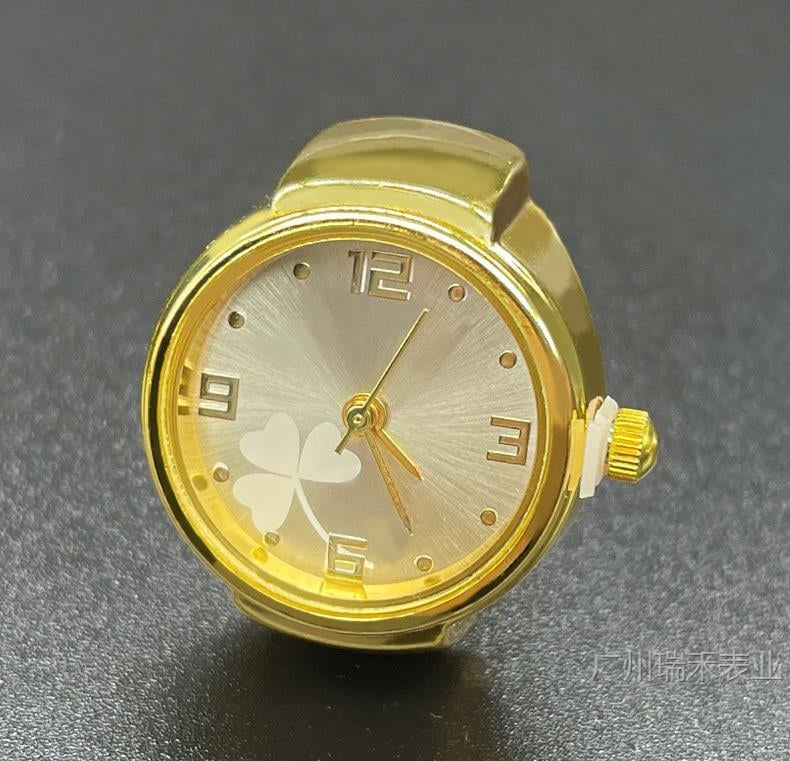 Žiedinis laikrodis, kvarcinis SL68 mechanizmas, nerūdijančio plieno dirželis, apvalus cifferblatas, cifferblato skersmuo iki 20 mm