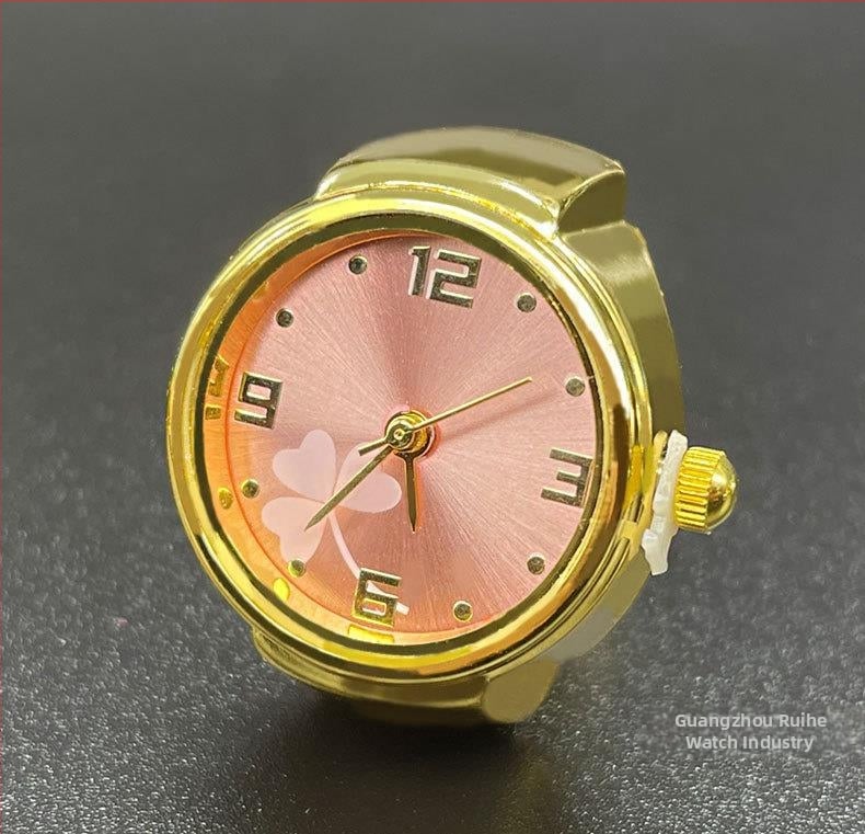 Žiedinis laikrodis, kvarcinis SL68 mechanizmas, nerūdijančio plieno dirželis, apvalus cifferblatas, cifferblato skersmuo iki 20 mm