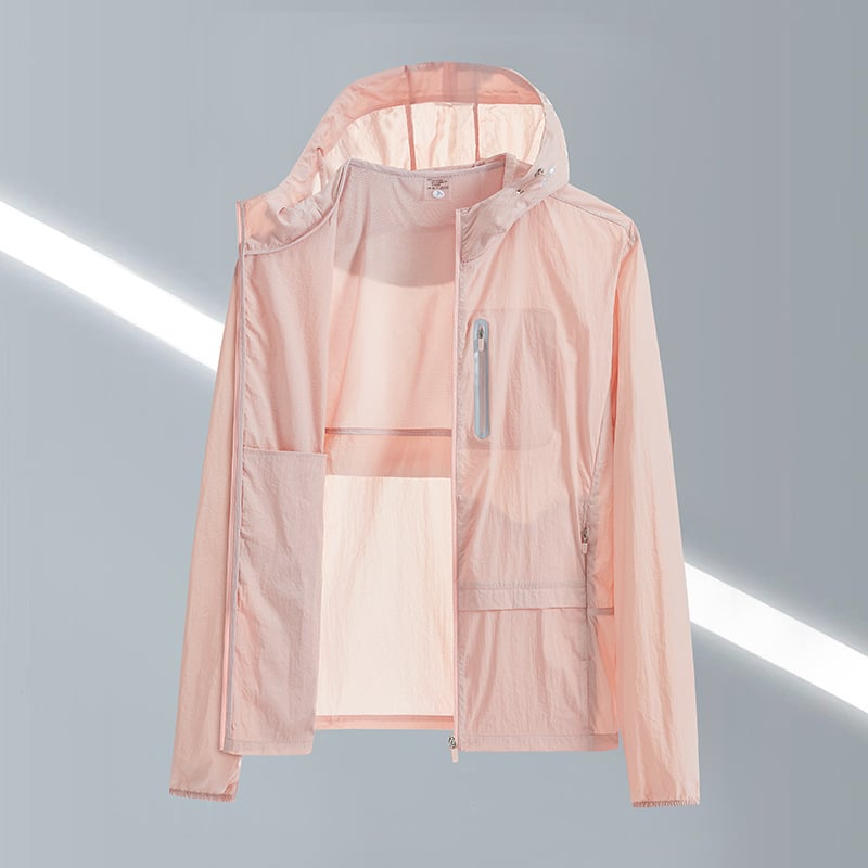 Unisex kültéri széldzseki UV-védelem UPF50+, ultra könnyű, gyorsan száradó, lélegző, kapucnival