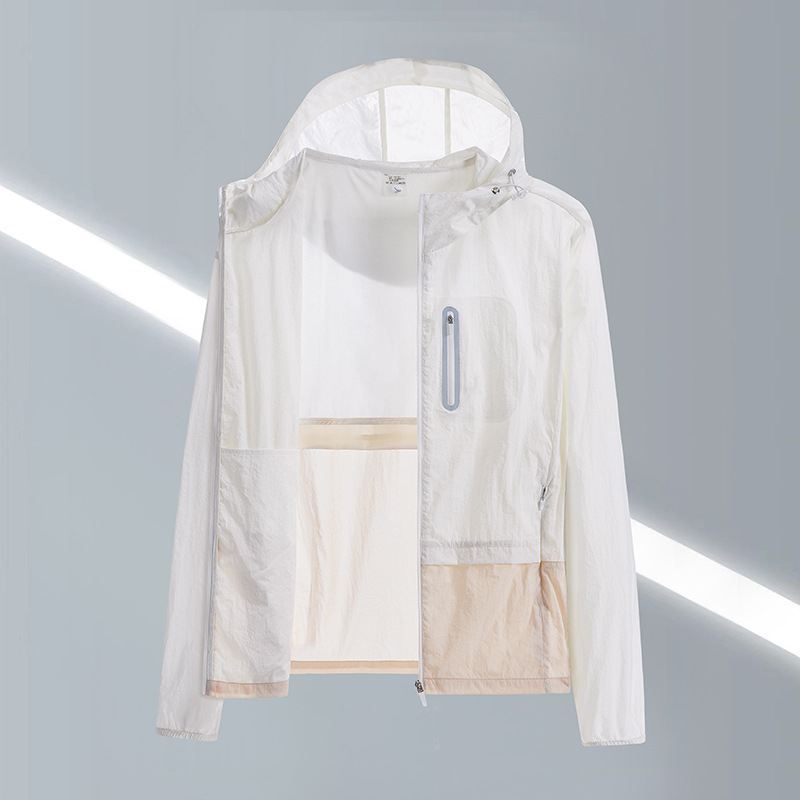 Unisex kültéri széldzseki UV-védelem UPF50+, ultra könnyű, gyorsan száradó, lélegző, kapucnival