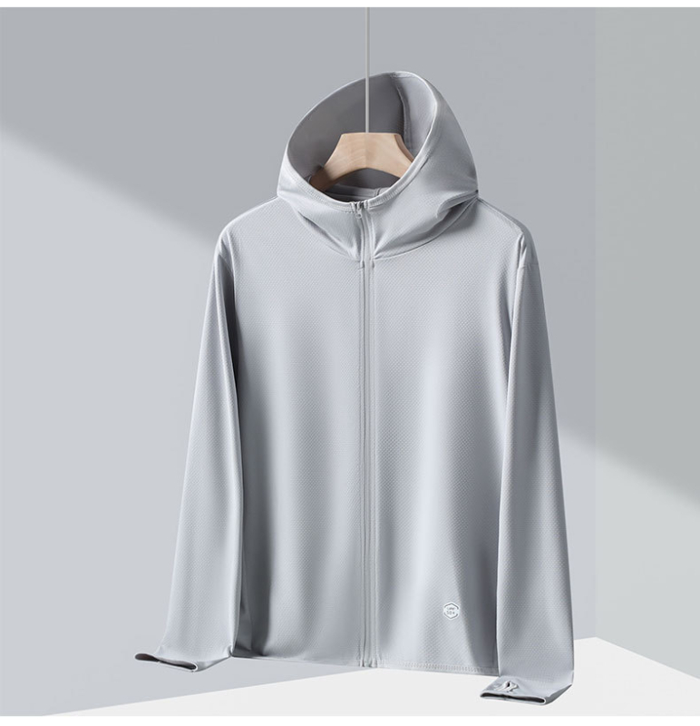 Kaput s kapuljom i UPF50+ zaštitom od sunca, letnja poliester smjesa, zatvarač