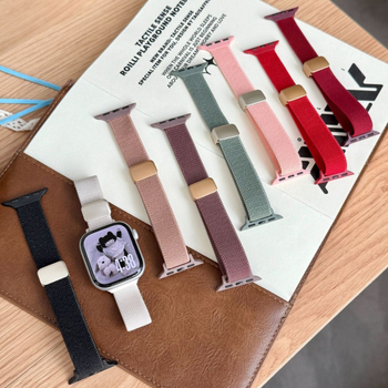 Nylon elastična narukvica s magnetskom kopčom za Apple Watch S10/S11 – tanak, 38–49 mm