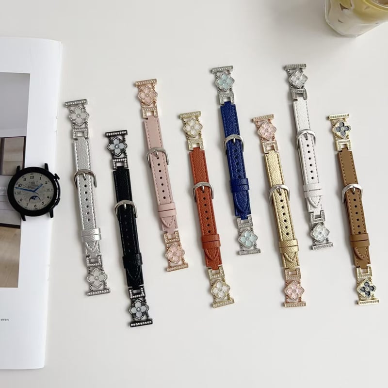 Feidi nahast rihm Apple Watch S10 jaoks teemantide akcentide ja nelja lehe motiiviga (Materjal: naturaalse nahk; Stiil: mood; Bränd: Feidi; Ühilduvus: Apple Watch S10)