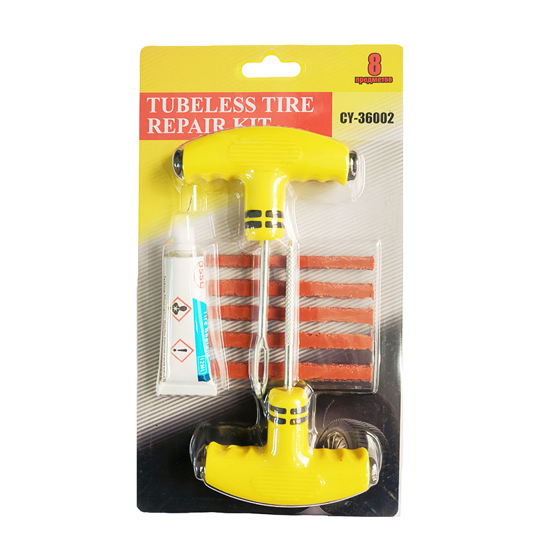 Riepu remonta komplekts no dzelzs un PP+PVC konstrukcijas, paredzēts motocikliem un elektriskajiem transportlīdzekļiem