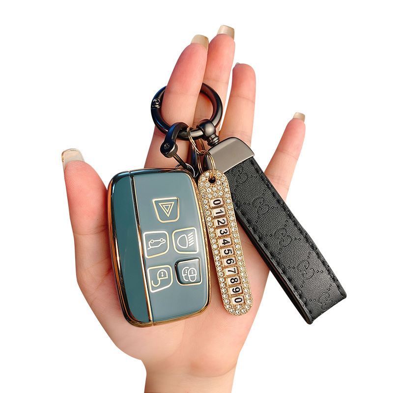 TPU võtmekarp Land Roveri ja Jaguari jaoks, cartoon-stiilis, klambriga kaas