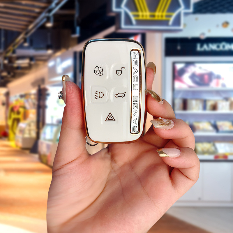 TPU võtmekarp Land Roveri ja Jaguari jaoks, cartoon-stiilis, klambriga kaas