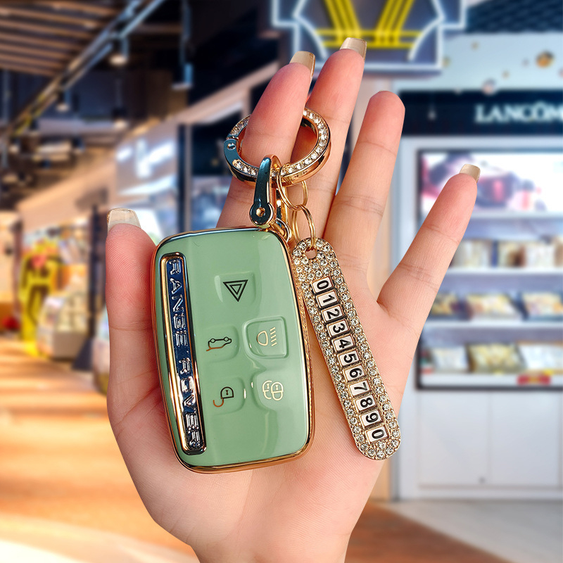 TPU võtmekarp Land Roveri ja Jaguari jaoks, cartoon-stiilis, klambriga kaas