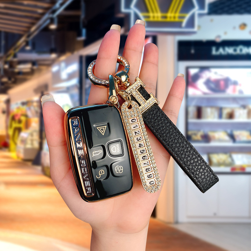 TPU võtmekarp Land Roveri ja Jaguari jaoks, cartoon-stiilis, klambriga kaas