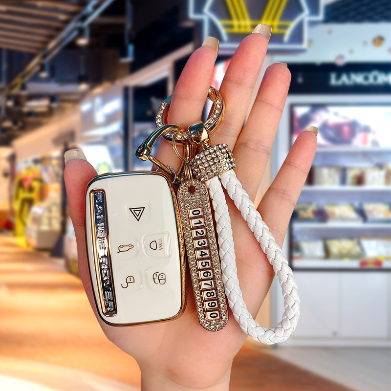 TPU võtmekarp Land Roveri ja Jaguari jaoks, cartoon-stiilis, klambriga kaas