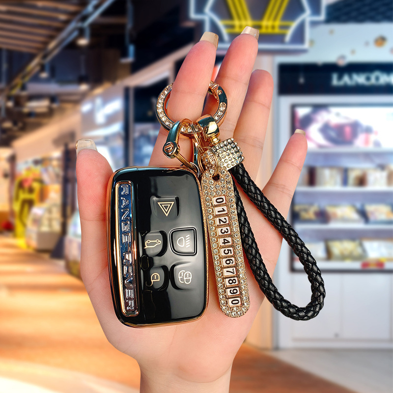 TPU võtmekarp Land Roveri ja Jaguari jaoks, cartoon-stiilis, klambriga kaas