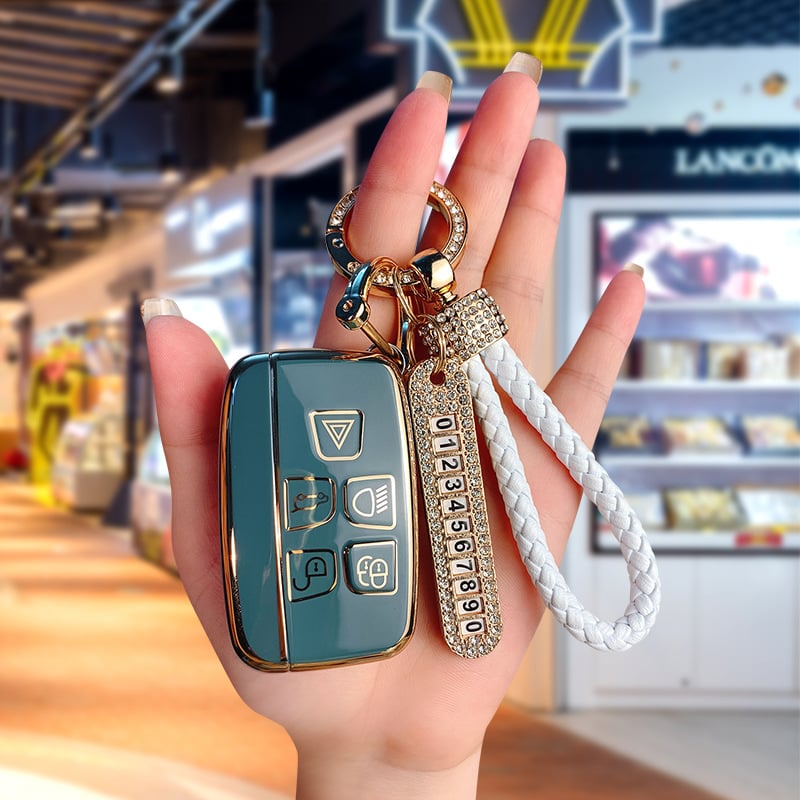 TPU võtmekarp Land Roveri ja Jaguari jaoks, cartoon-stiilis, klambriga kaas